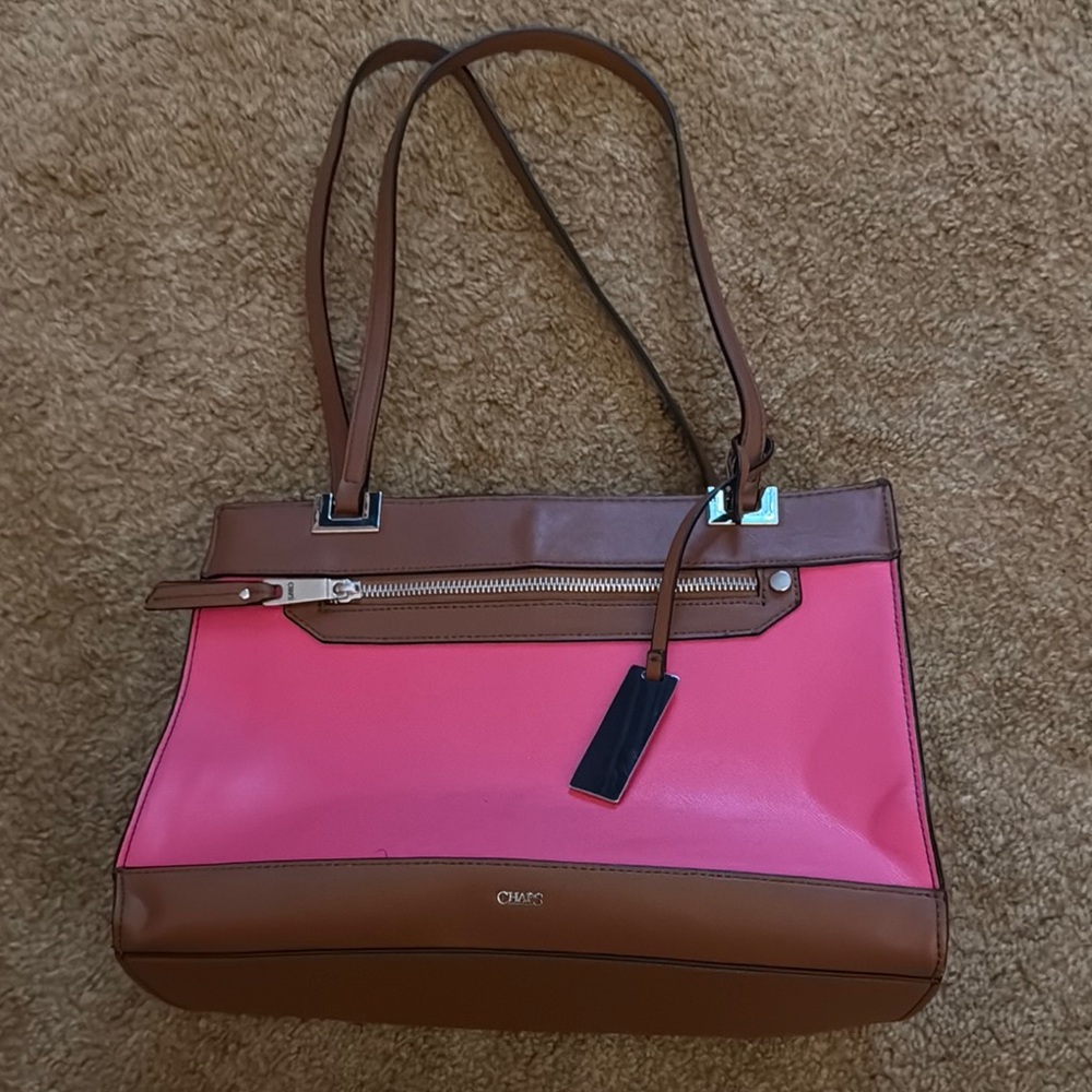 CHAPS Pink and Brown Women's Bag - used but great condition
